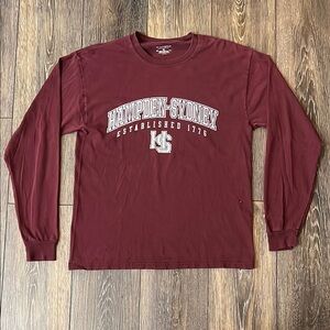 Champion Hampden-Sydney Maroon Burgundy Long Sleeve Shirt Mens Medium